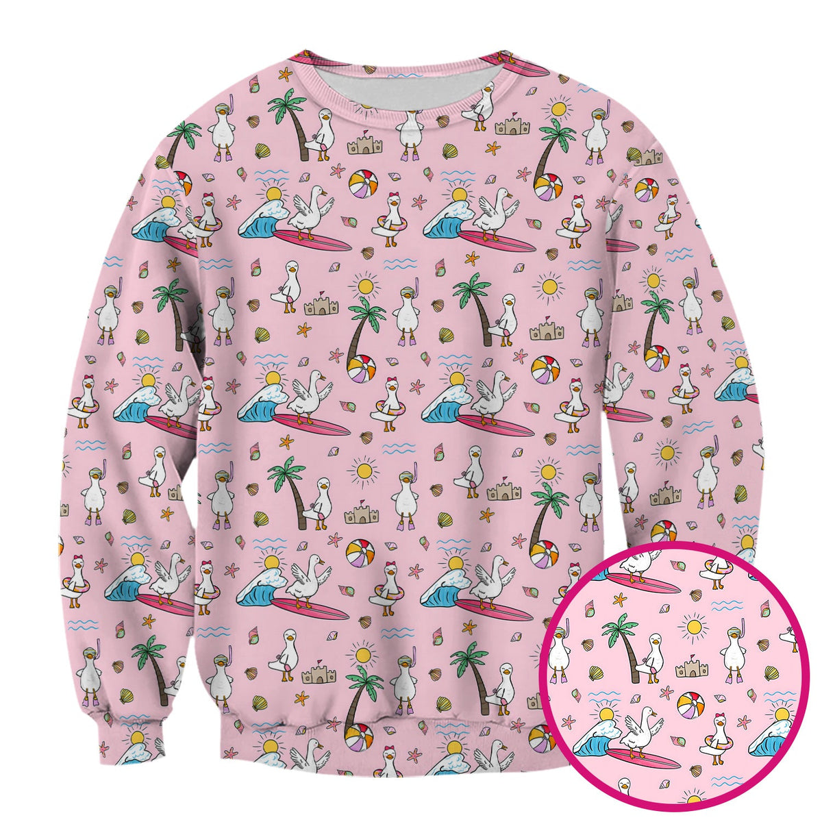Seagull Surfboard Beach Palm Tree Nurse Scrub Top