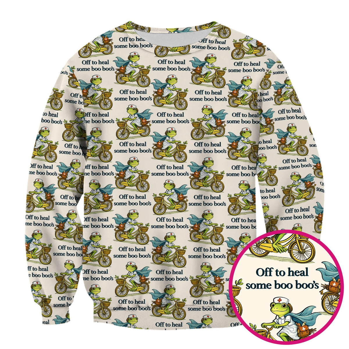 Frog Cycling Nurse Scrub Top