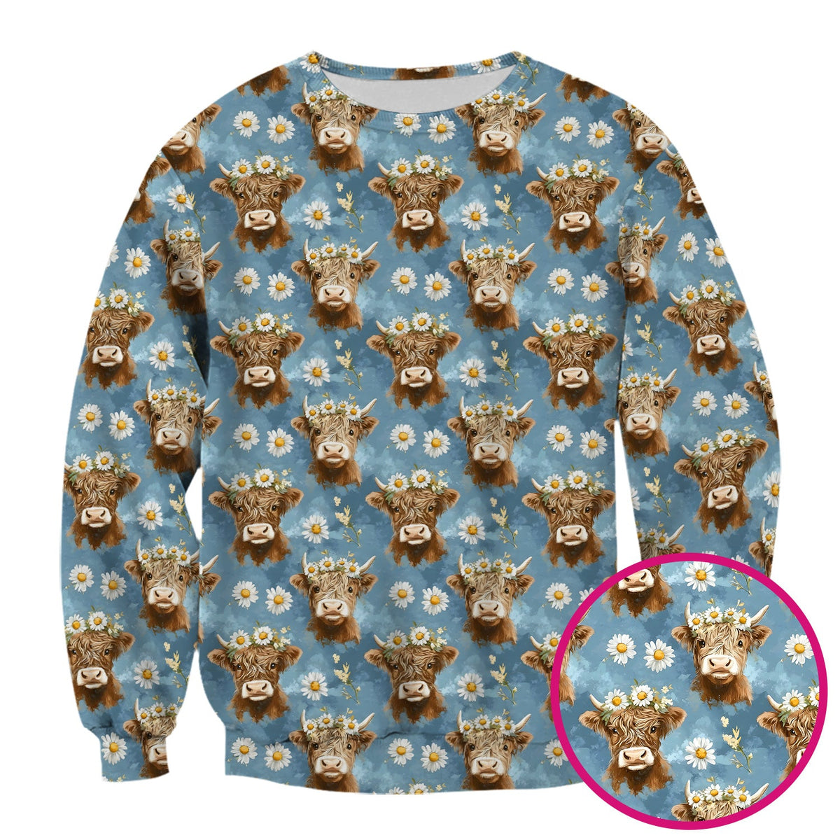 Highland Cow Daisy Flower Nurse Scrub Top