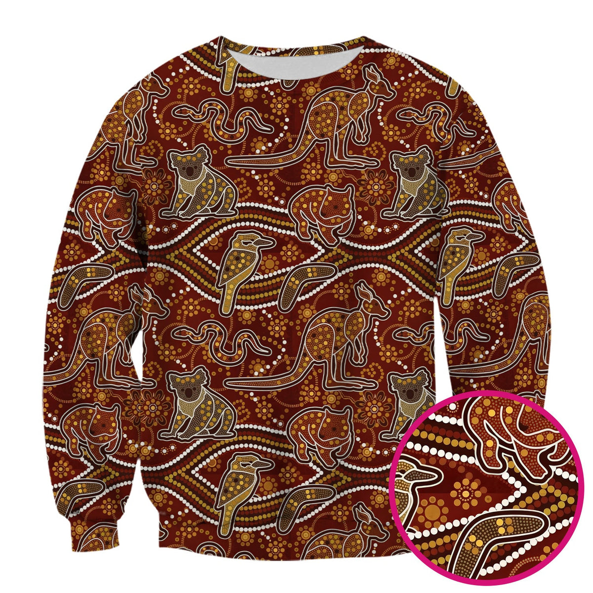 Australian Kangaroo Koala Aboriginal Nurse Scrub Top