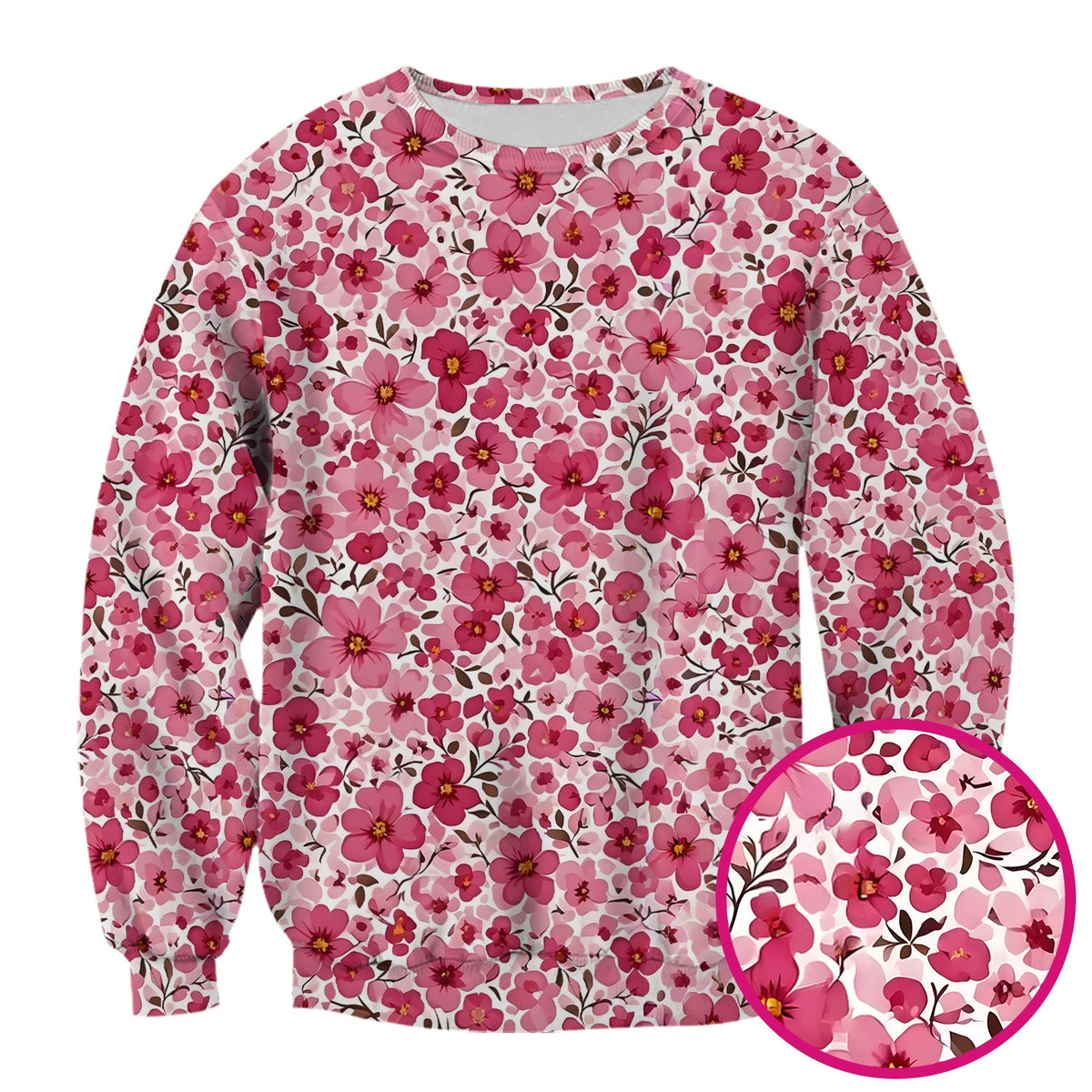 Pink Cherry Blossom Nurse Scrub Top