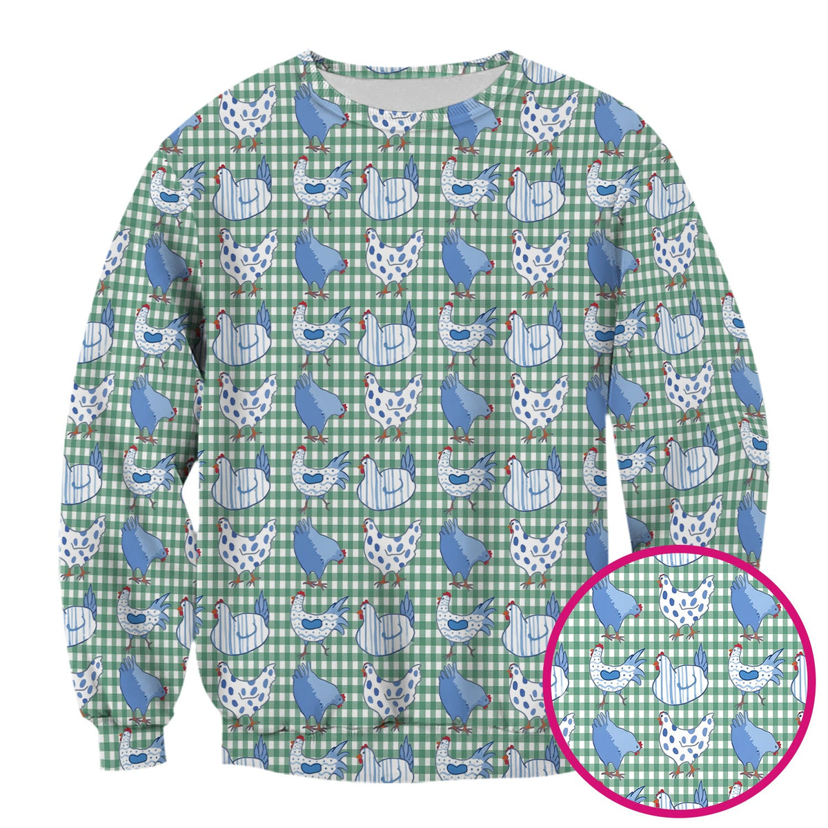 Blue Chicken Gingham Nurse Scrub Top