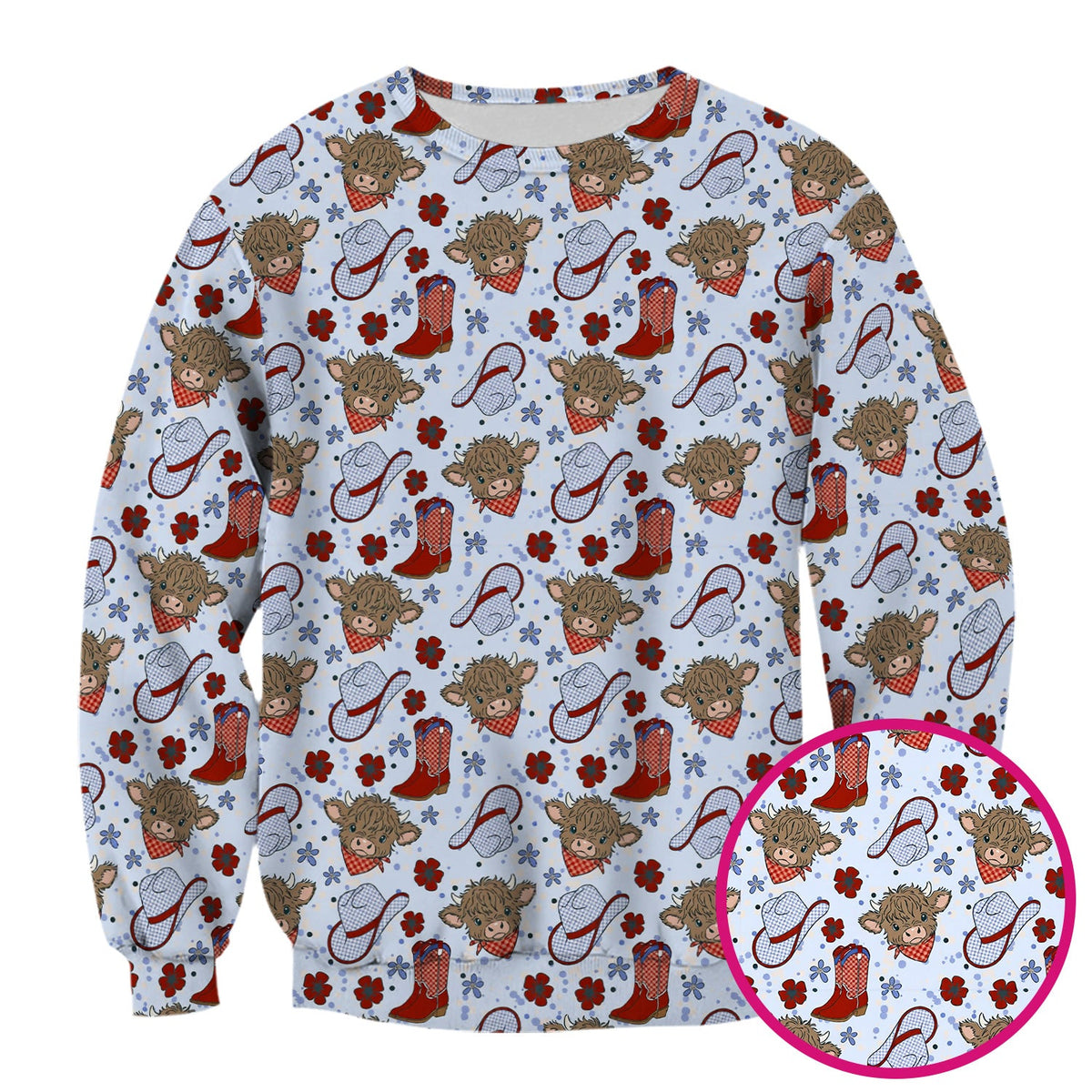 Highland Cow Cowboy Boots Nurse Scrub Top