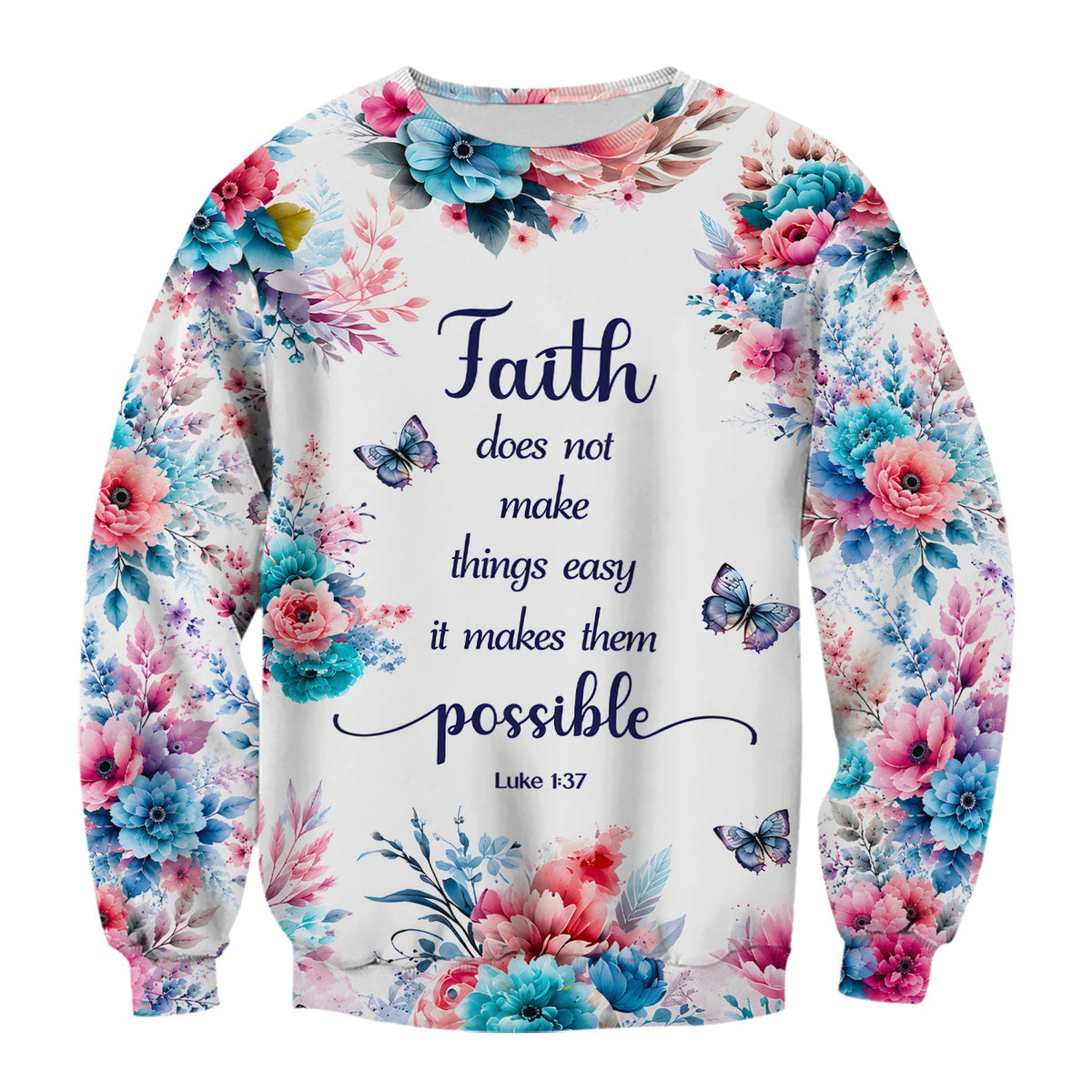 Faith Floral Butterfly Nurse Scrub Top