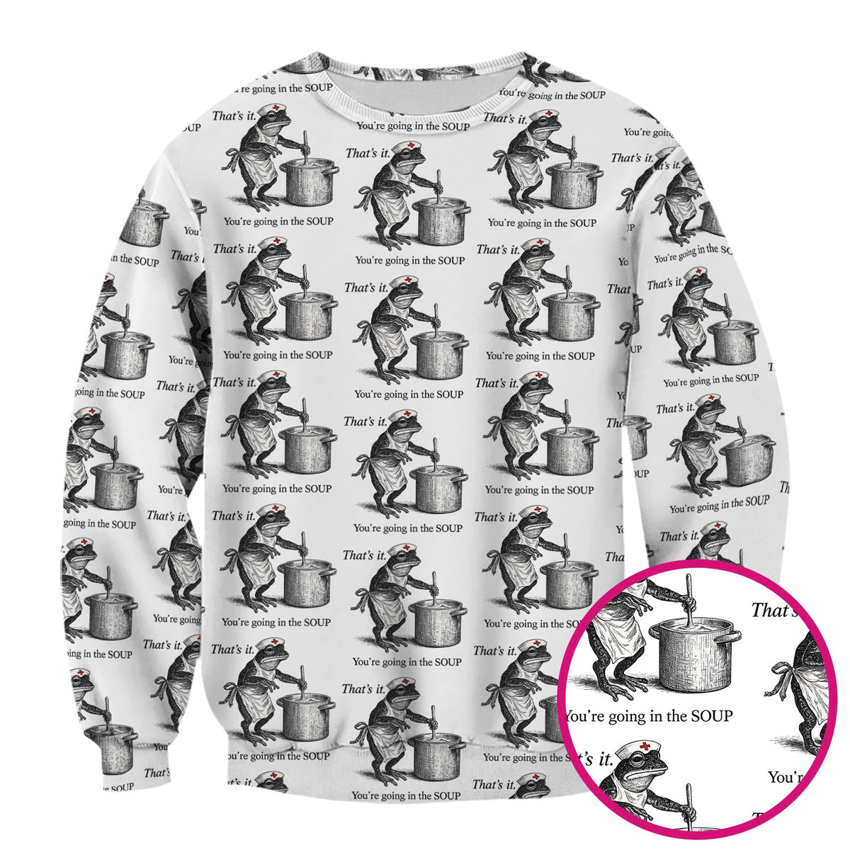 Funny Nurse Frog Cooking Soup Vintage Pattern Scrub Top, Comfortable Scrubs for Nurses