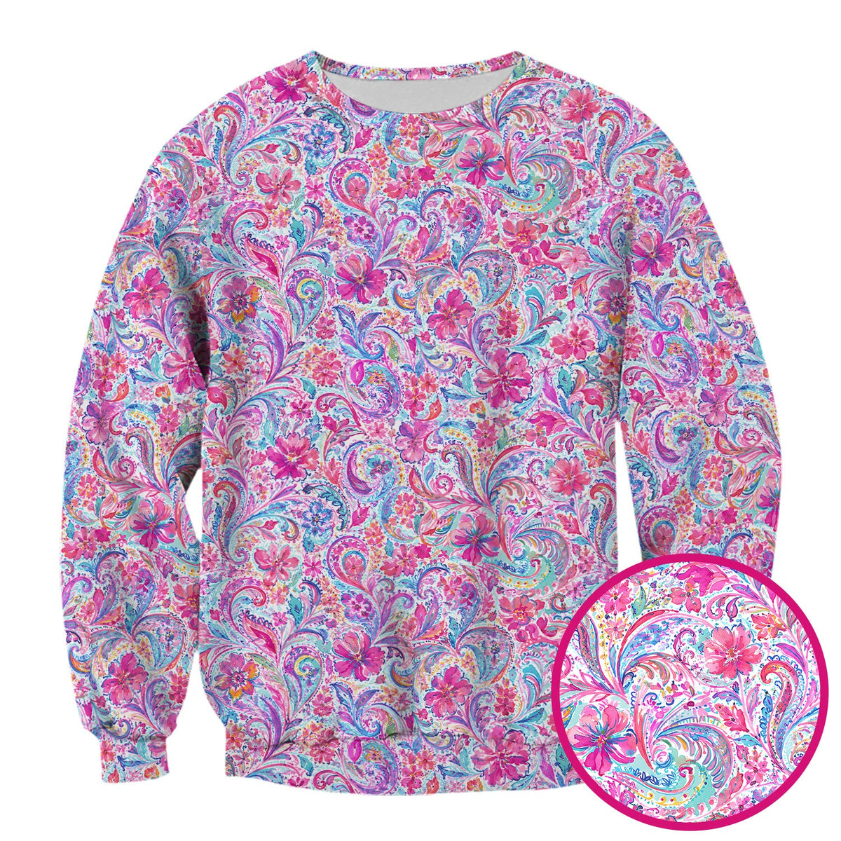 Elegant Pink Paisley Blossom Nurse Scrub Top