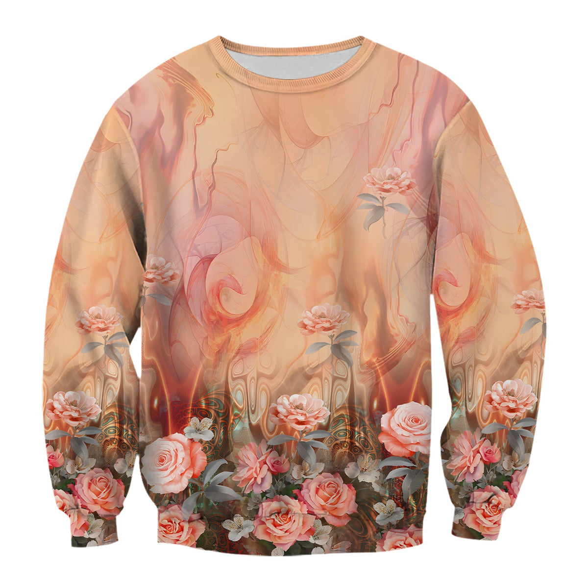 Elegant Peach Marble Rose Nurse Scrub Top
