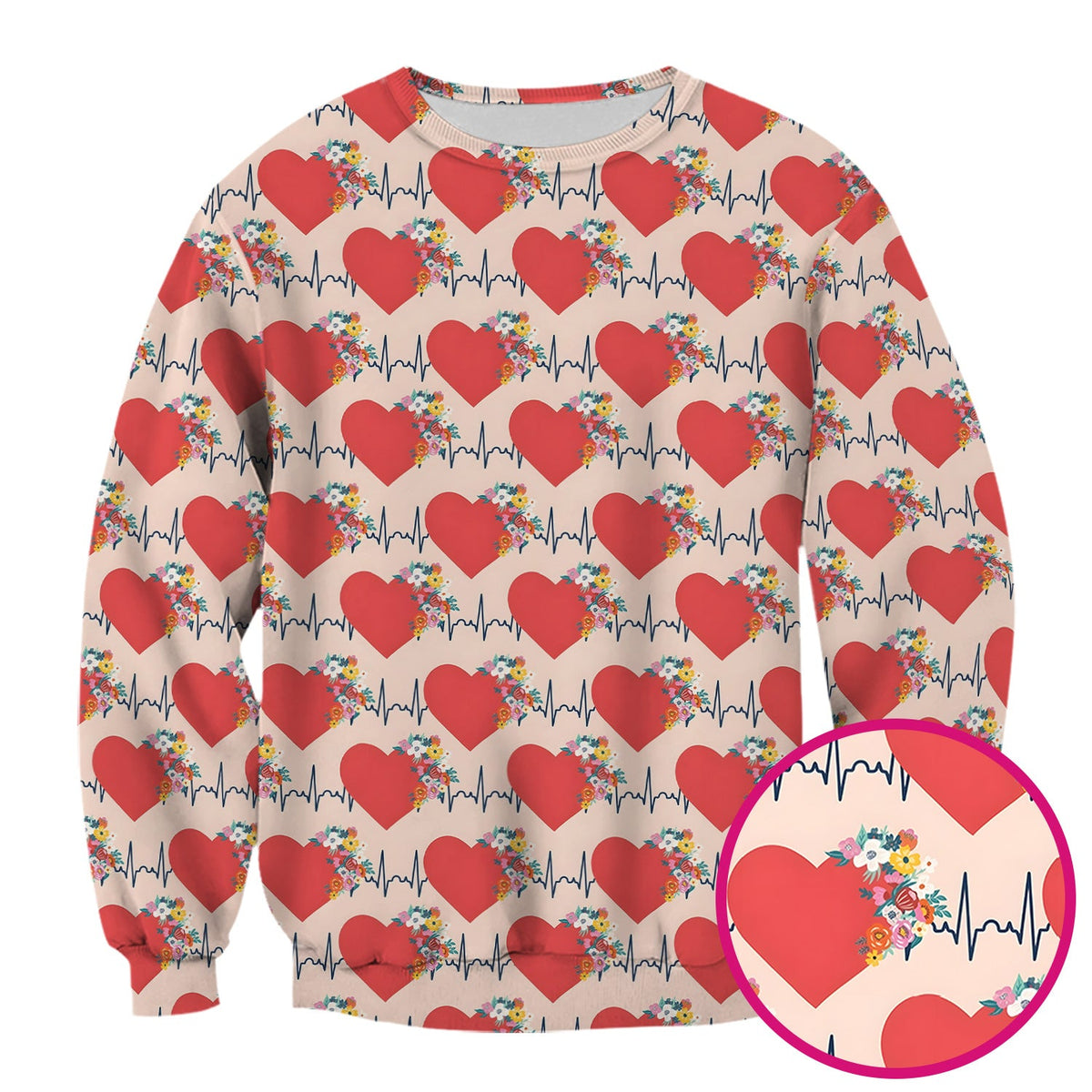 Heartbeat Floral Nurse Scrub Top