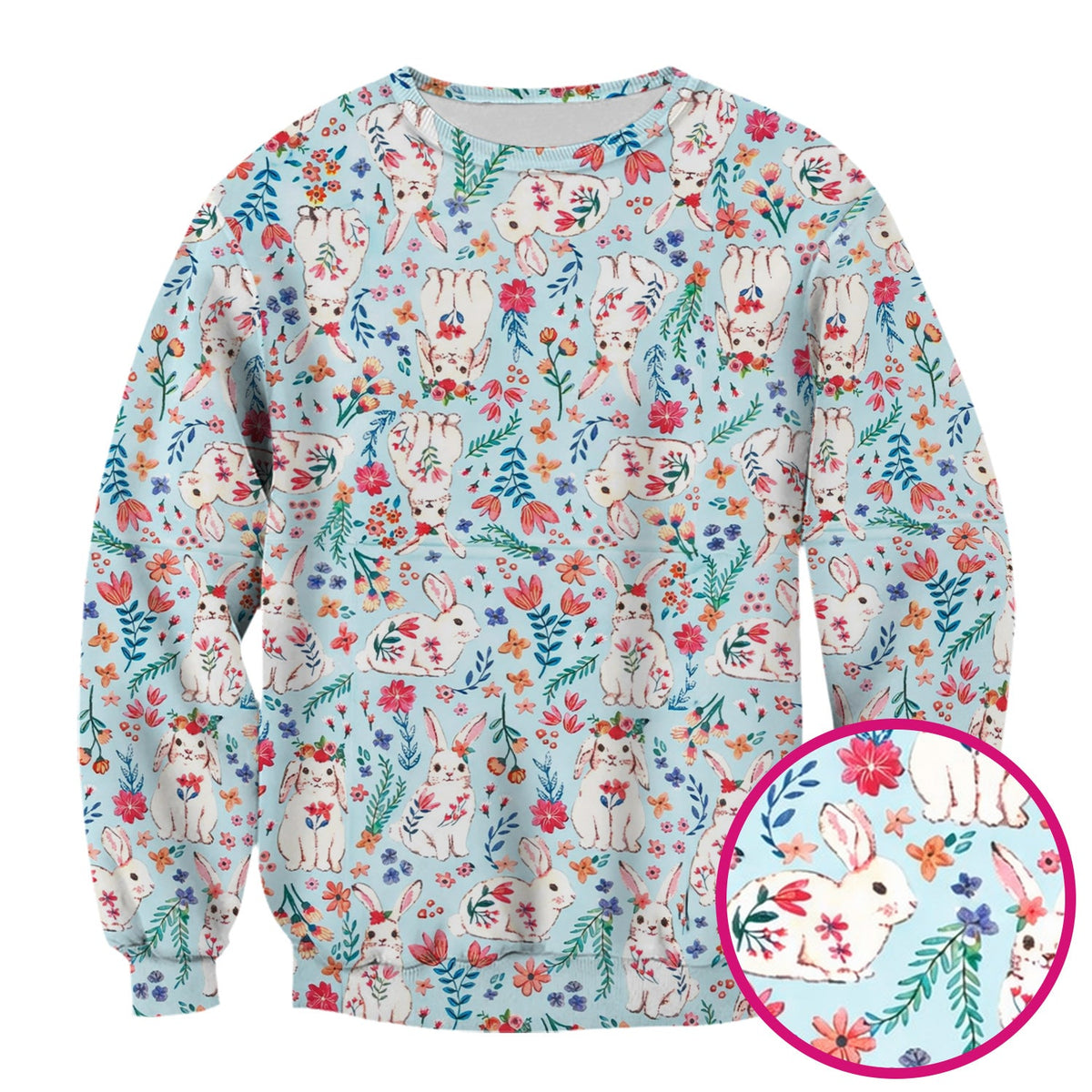 Springtime Bunny Floral Nurse Scrub Top