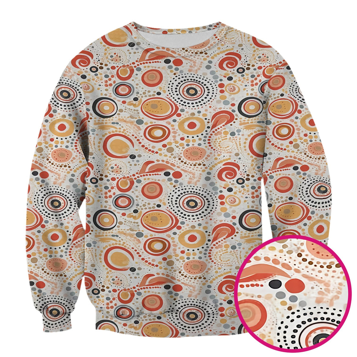 Abstract Earth Tone Dot Circle Nurse Scrub Top