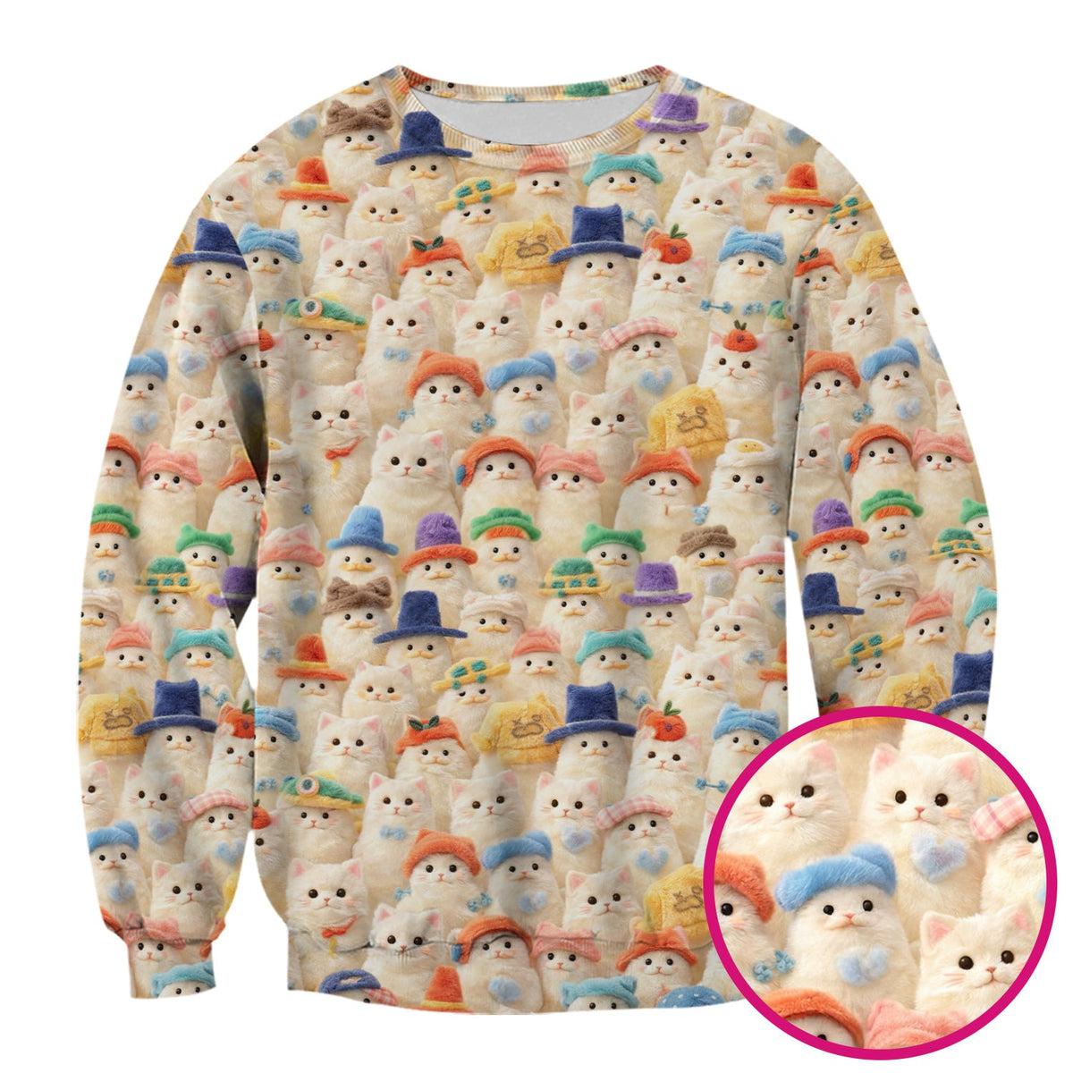 Adorable Cats Wearing Colorful Hats Nurse Scrub Top