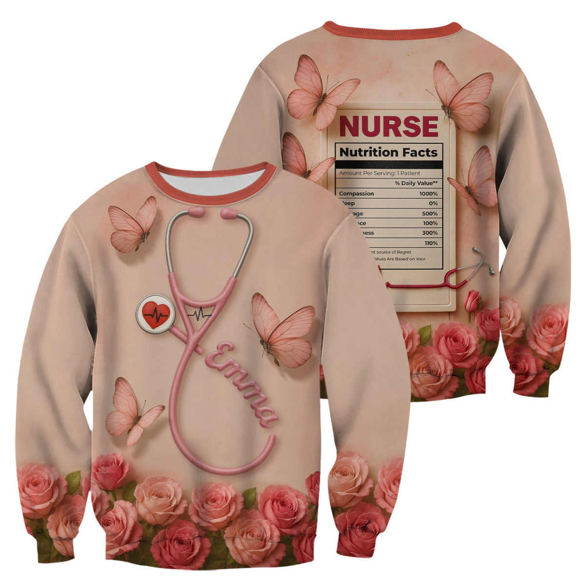 Personalized Nutrition Facts Nurse Shirt