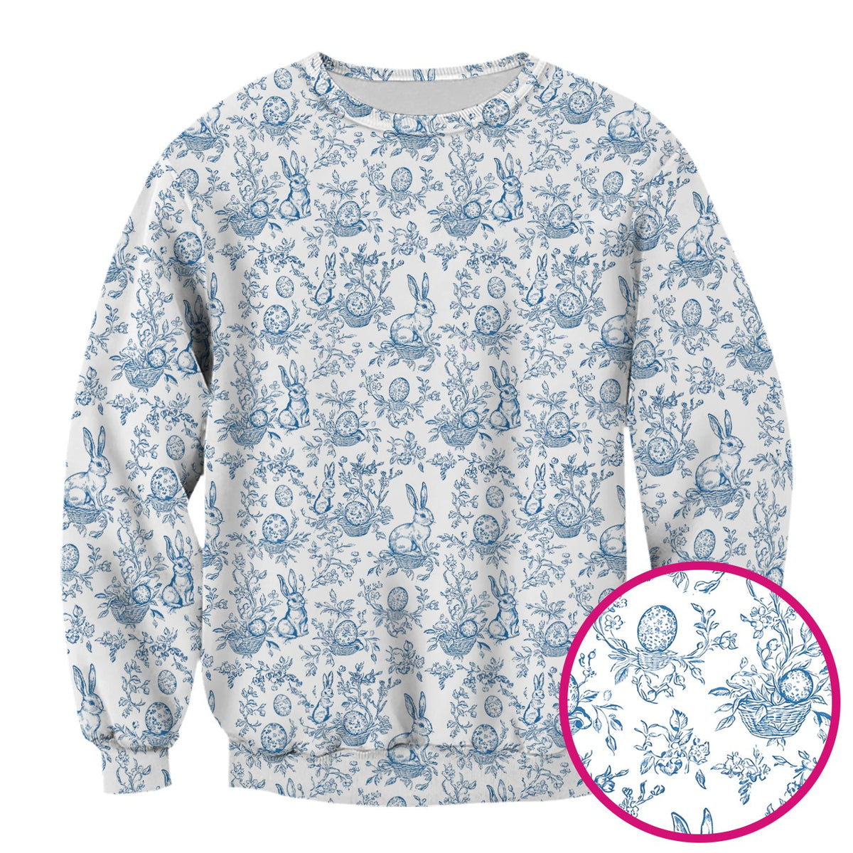 Bunny Floral Egg Toile Nurse Scrub Top - Easter Gift