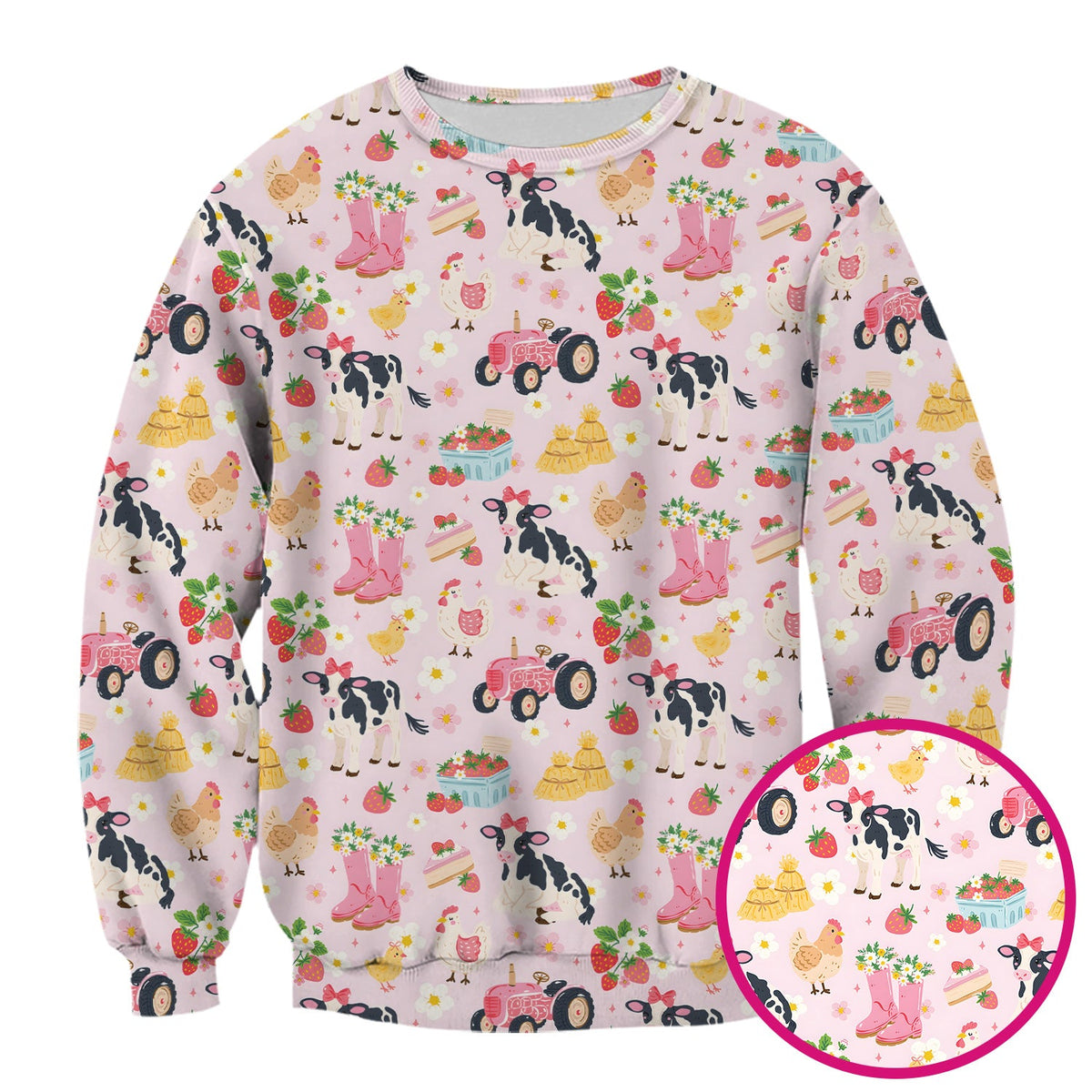 Farm Animals Strawberry Garden Nurse Scrub Top