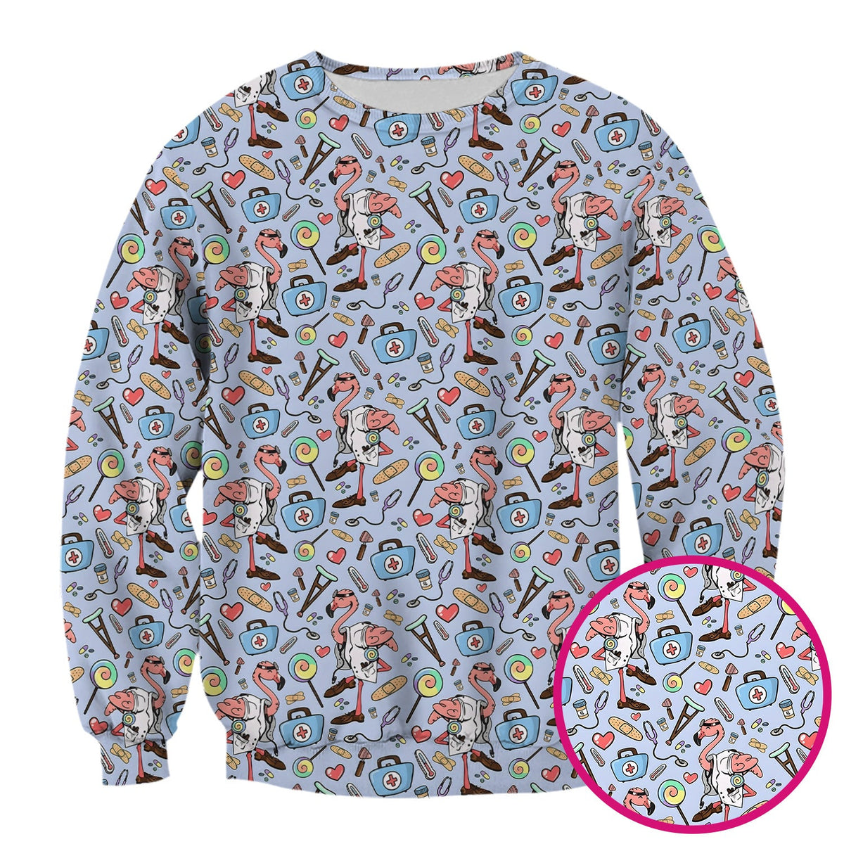 Flamingo Medical Nurse Scrub Top