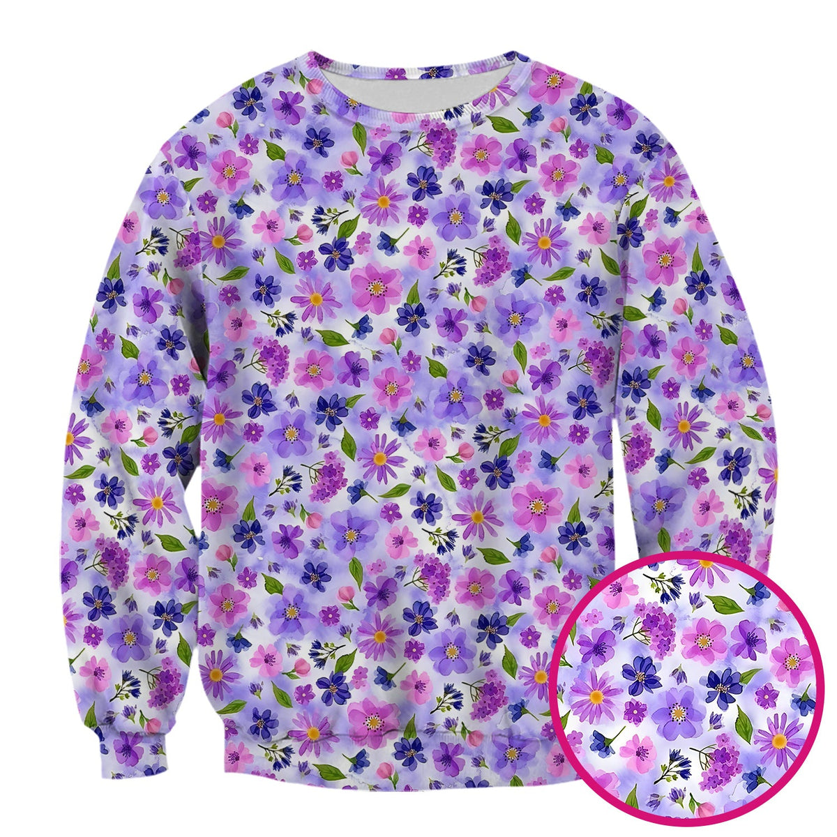Purple Watercolor Wildflower Bloom Nurse Scrub Top