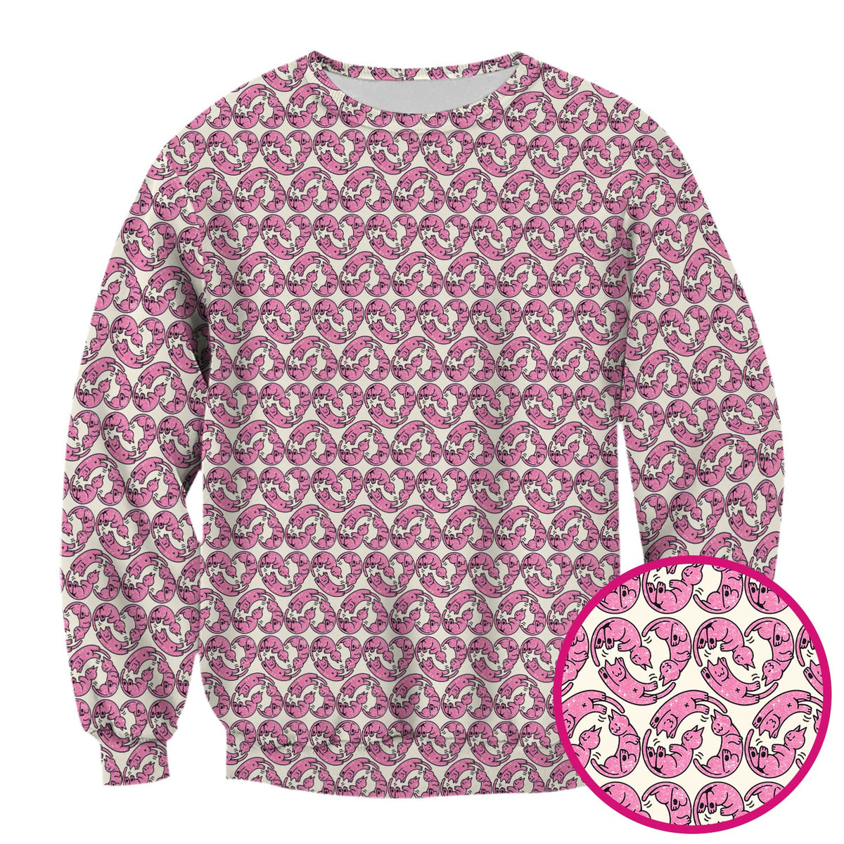 Pink Cat Cartoon Nurse Scrub Top