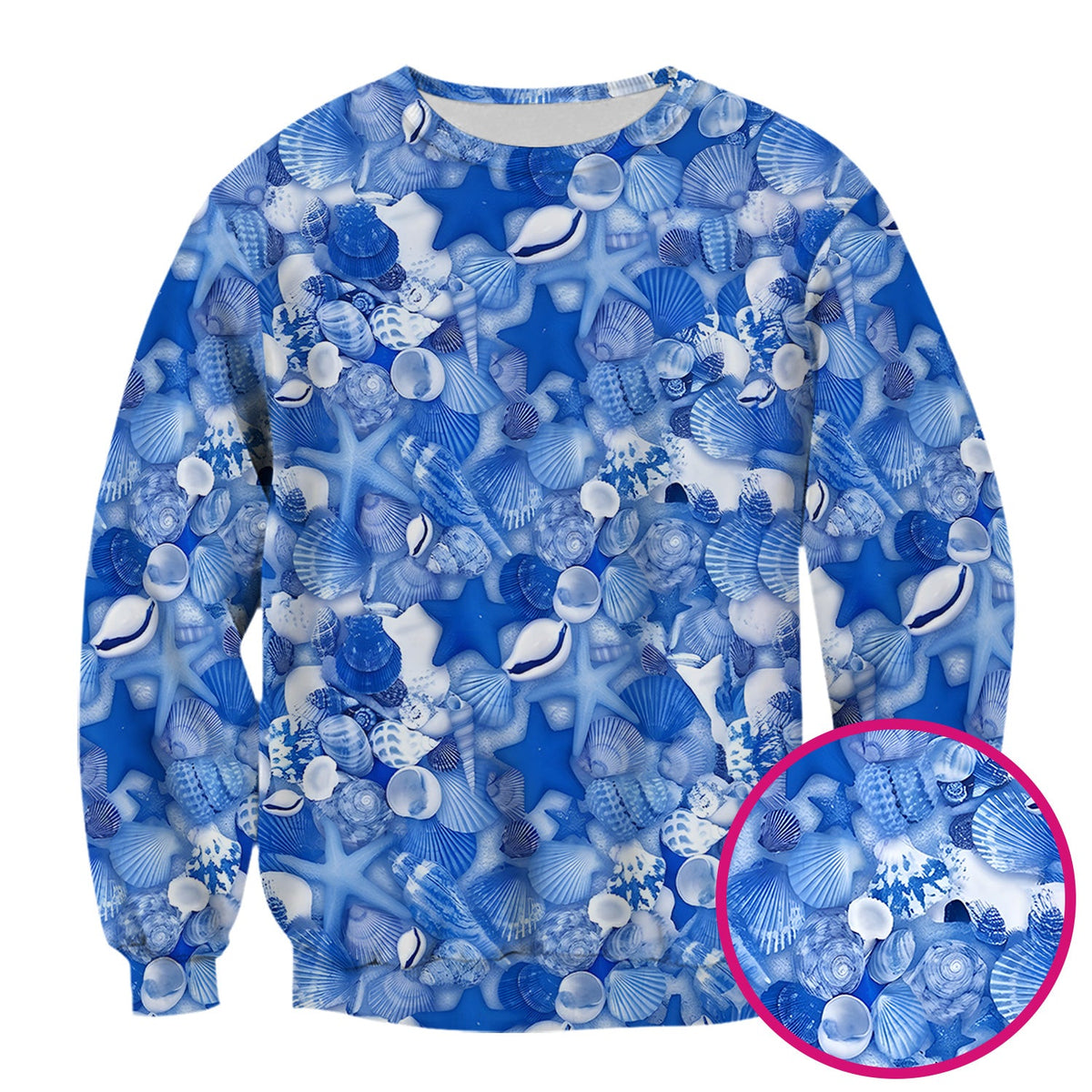 Blue Seashell Starfish Ocean Nurse Scrub Top