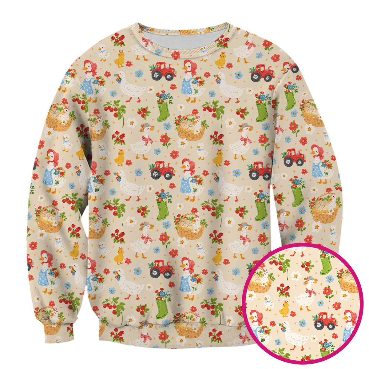 Farm Duck Chicken Tractor Flower Basket Nurse Scrub Top
