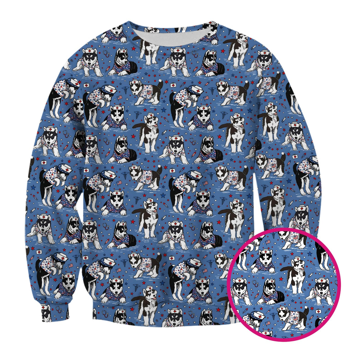 Husky Dog Nurse Scrub Top