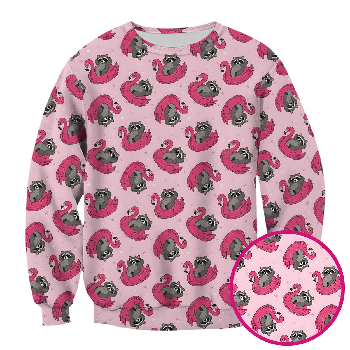 Raccoon Flamingo Float Nurse Scrub Top