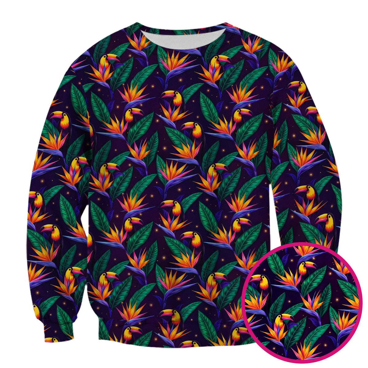 Tropical Toucan Paradise Leaves Nurse Scrub Top