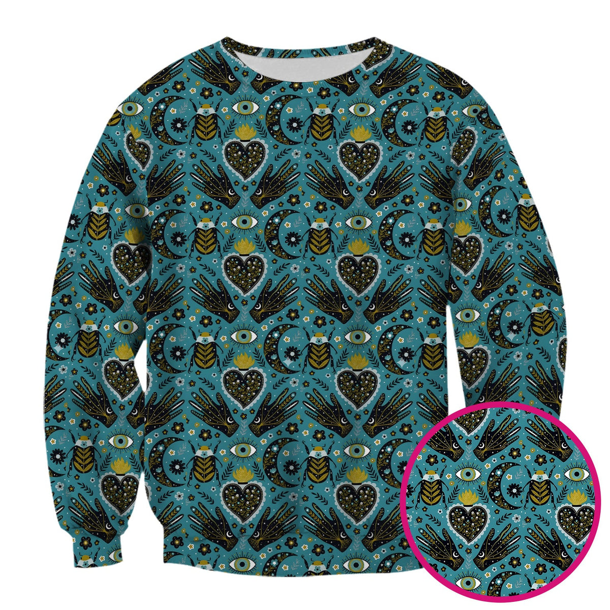 Mystic Celestial Heart Evil Eye Nurse Scrub Top