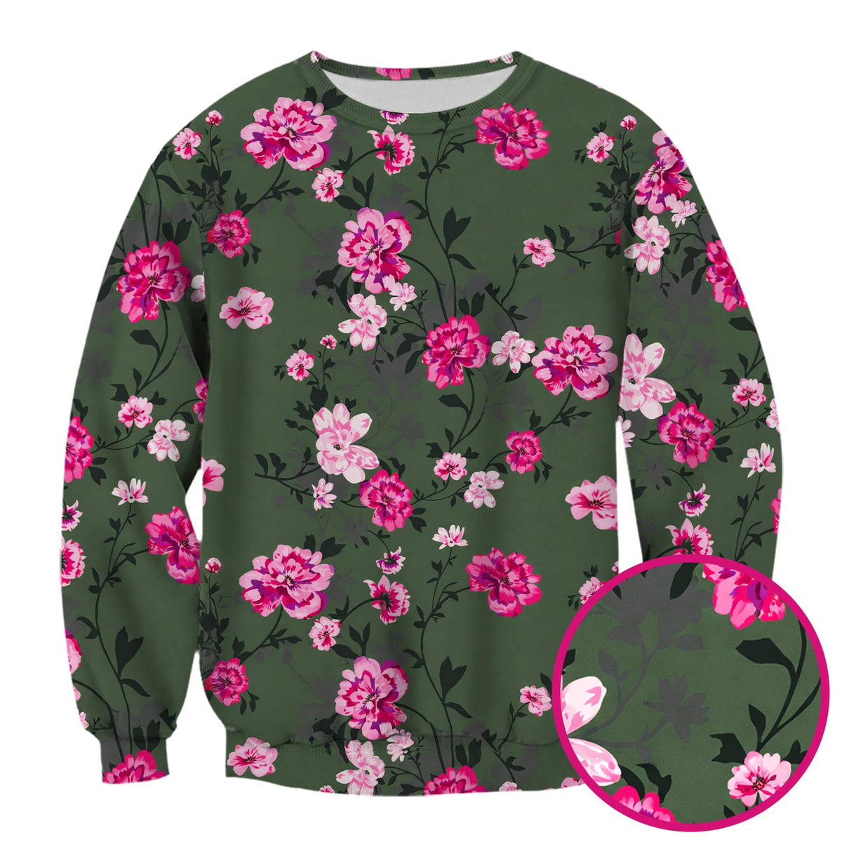Pink Floral Blossom Pattern Scrub Top, Comfortable Scrubs for Nurses