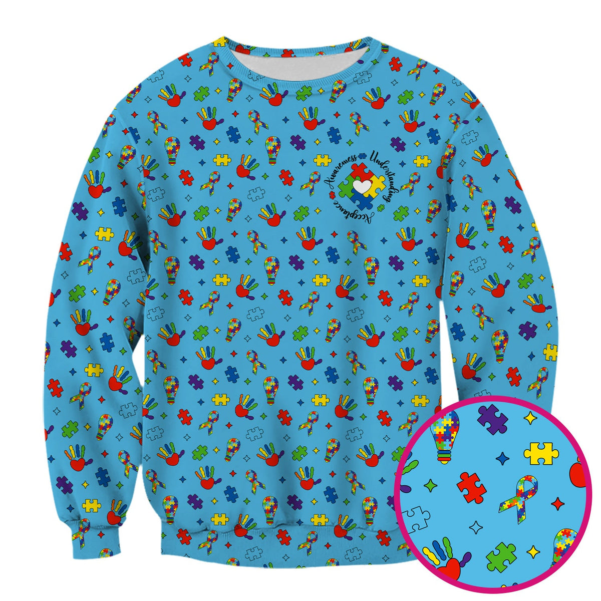 Autism Awareness Colorful Puzzle Nurse Scrub Top