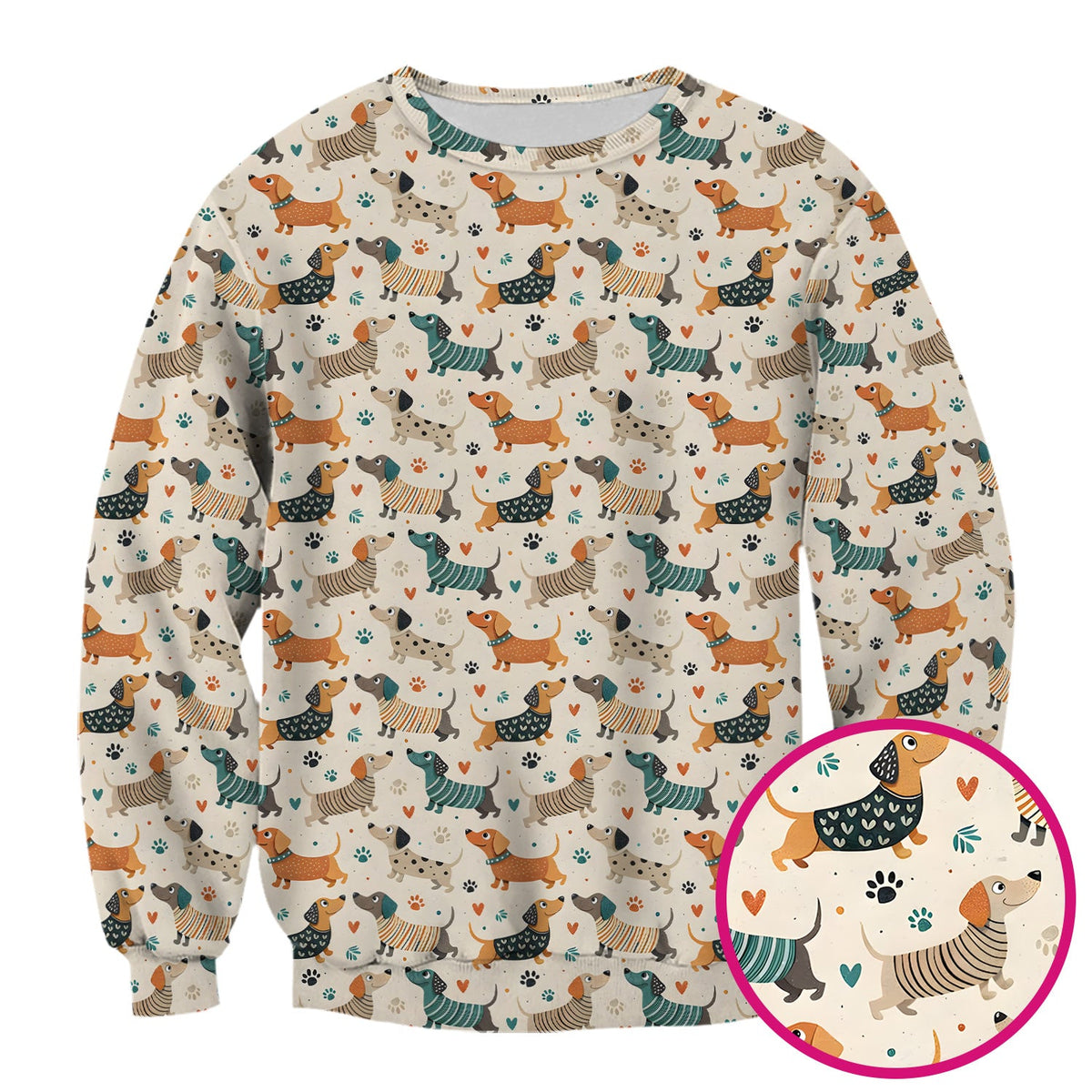 Fun Dachshund Paw Heart Nurse Scrub Top