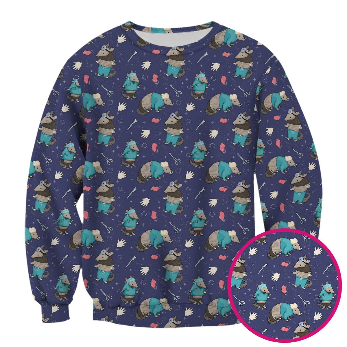 Armadillo Doctor Medical Tools Nurse Scrub Top
