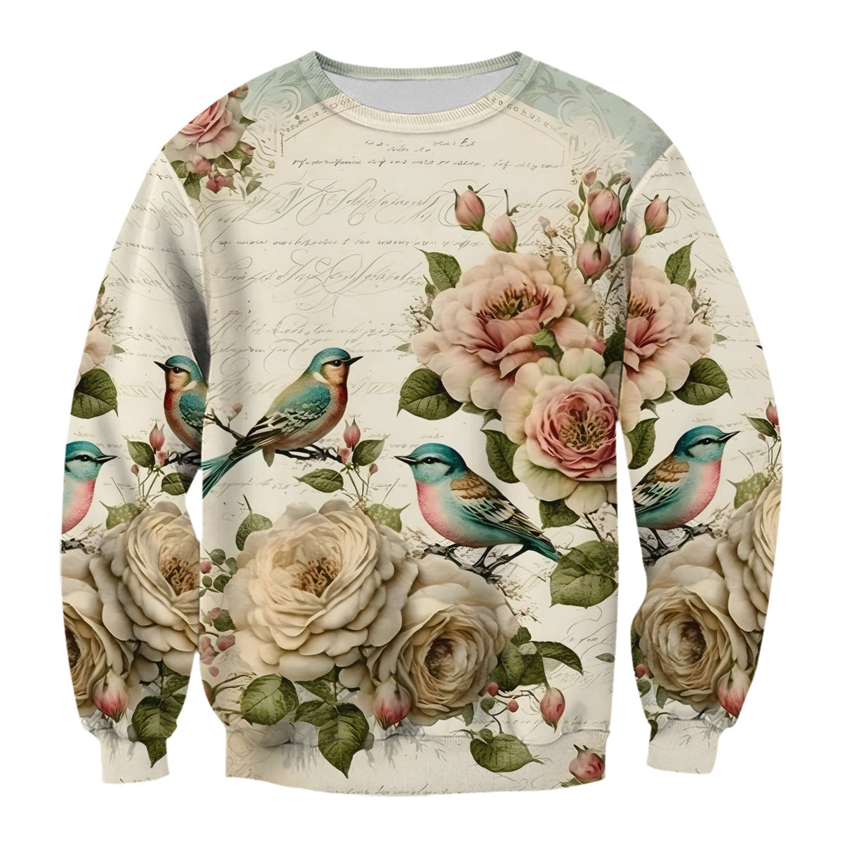 Vintage Birds Rose Nurse Scrub Top