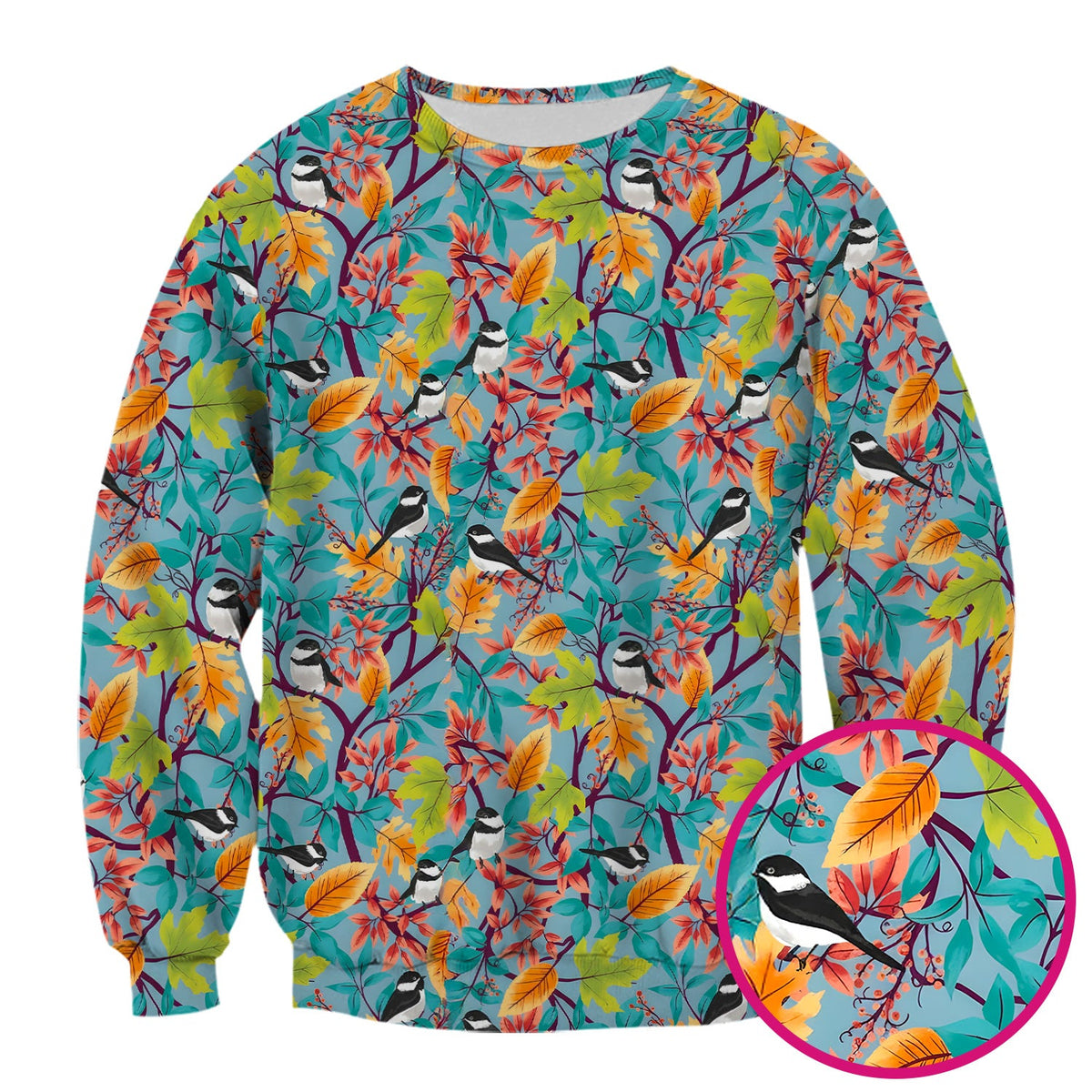 Autumn Leaf Chickadee Bird Nurse Scrub Top