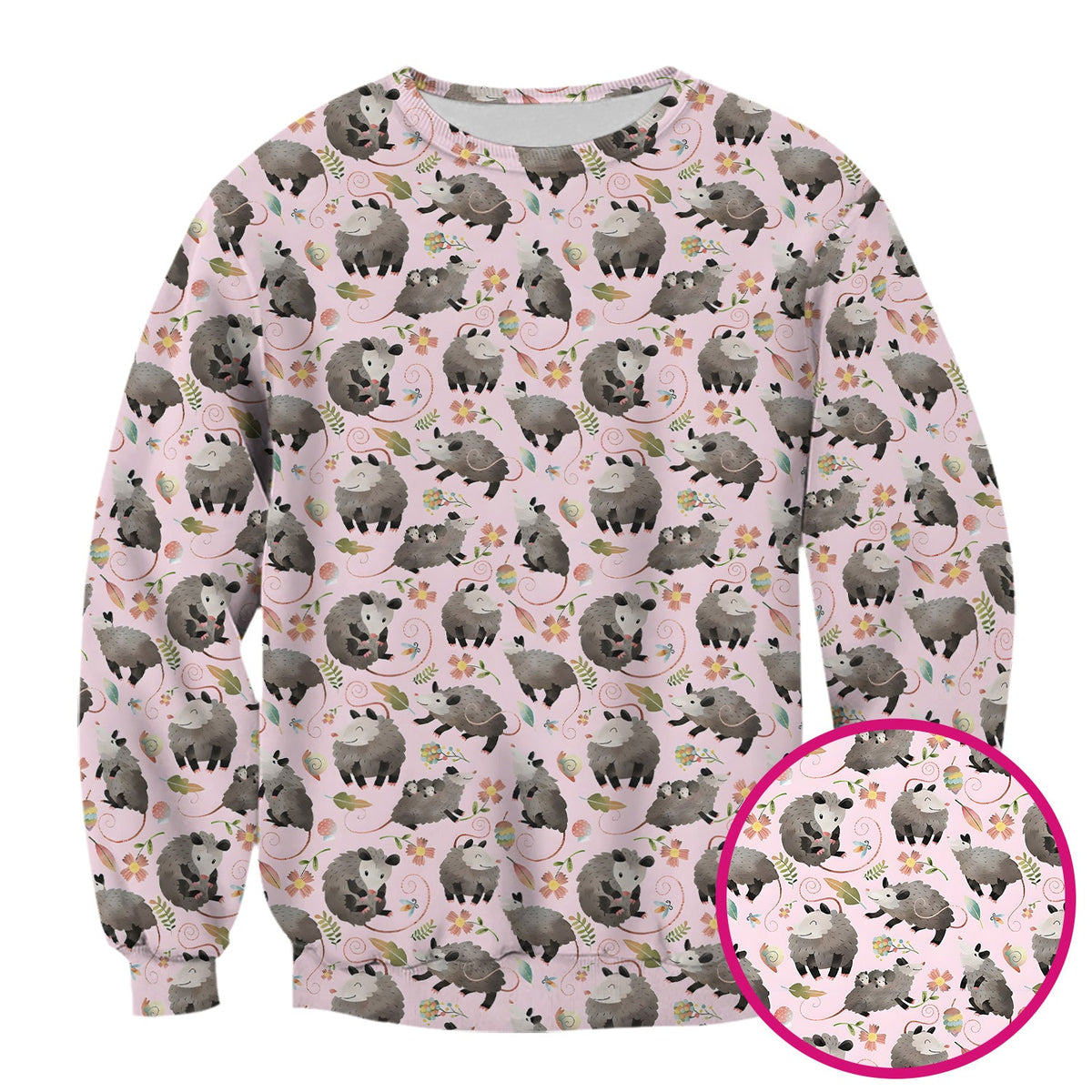 Opossum Playing Flower Garden Nurse Scrub Top