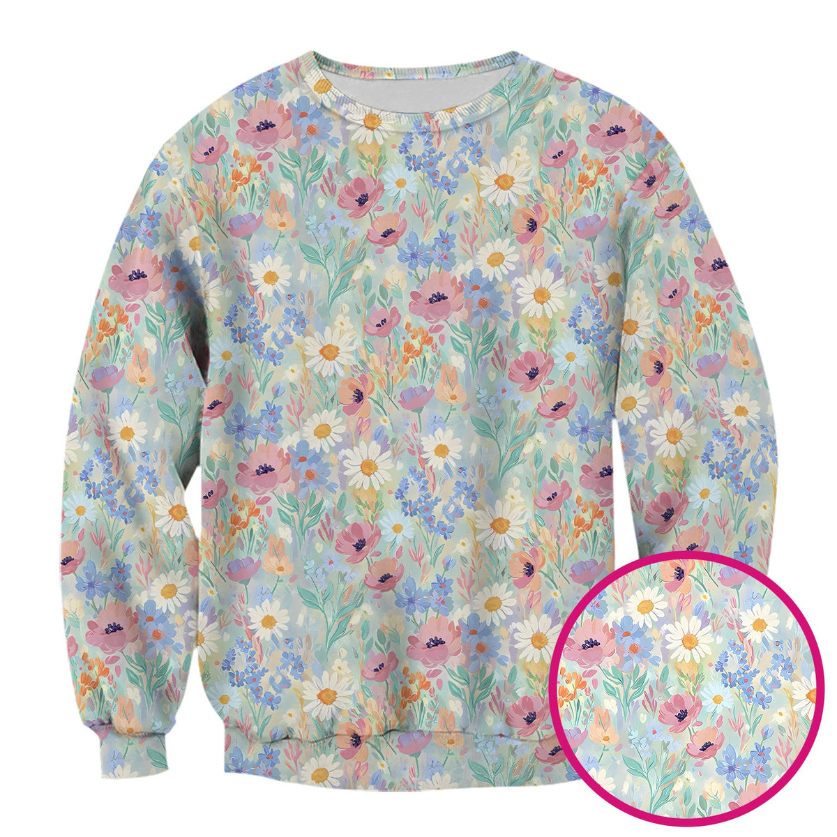 Pastel Wildflower Meadow Floral Nurse Scrub Top