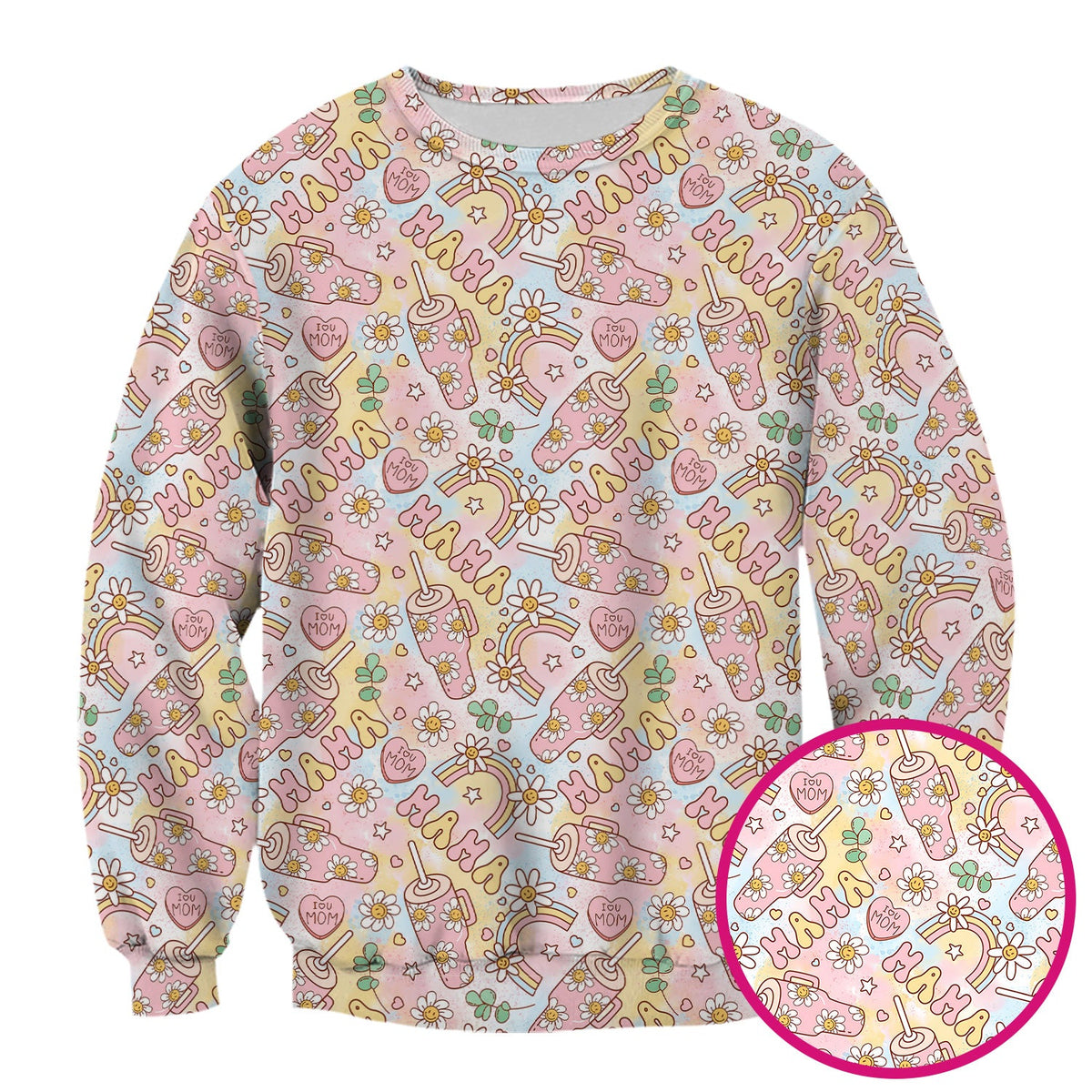 Sweet Nurse Mama Daisy Rainbow Scrub Top