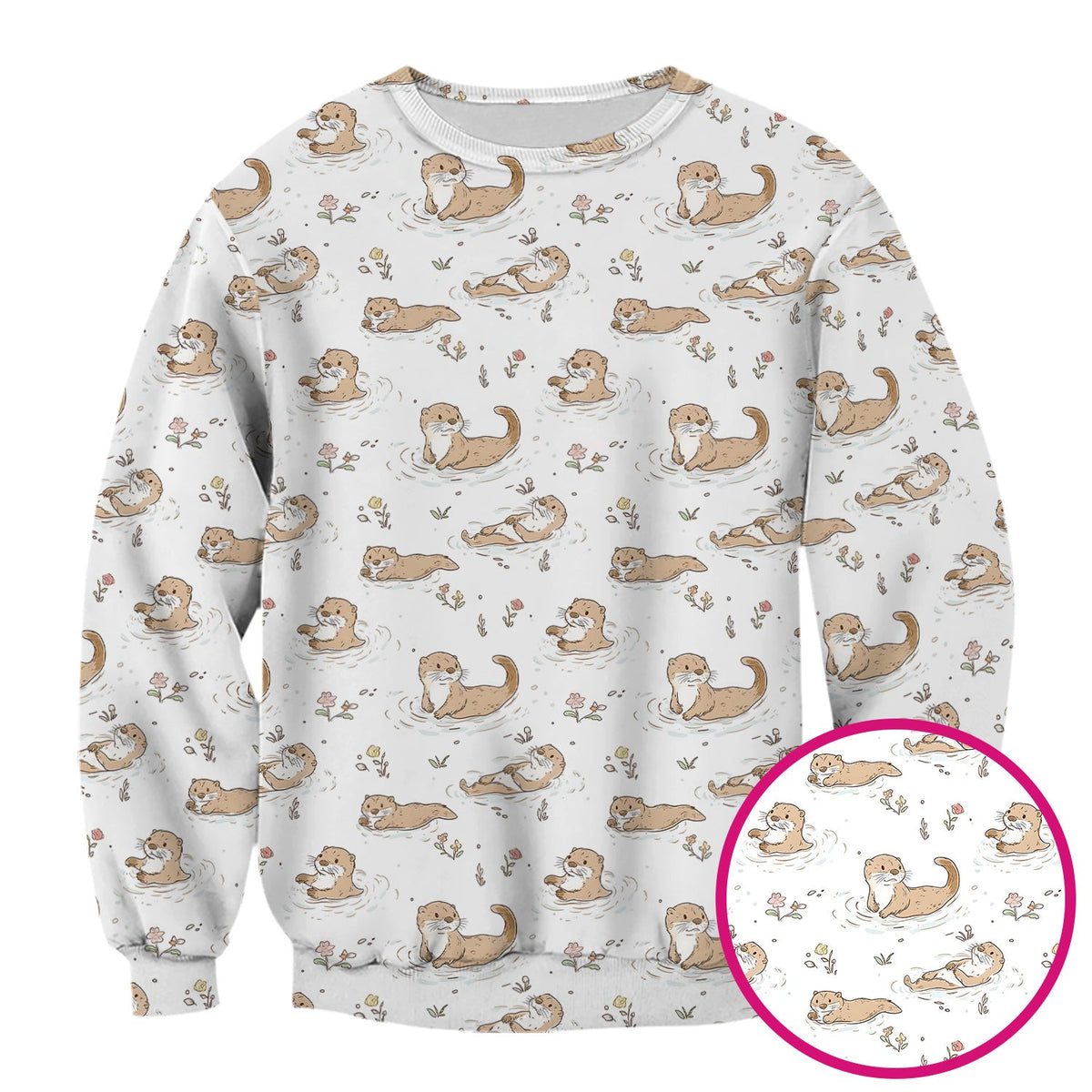 Otter Swimming Floating Water Nurse Scrub Top