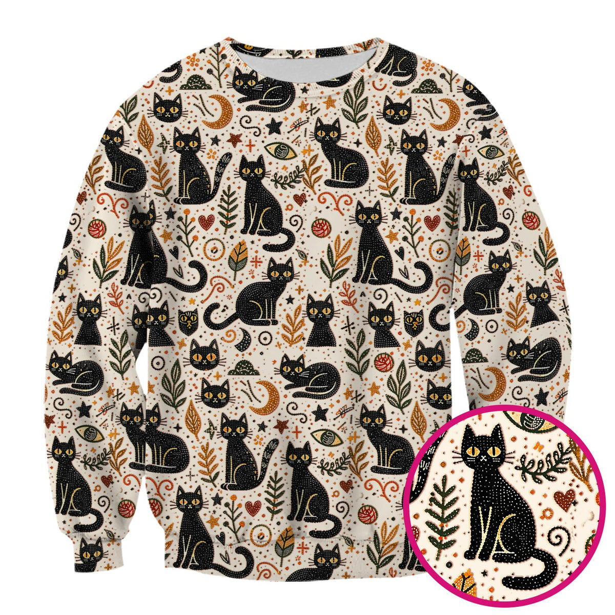 Mystic Black Cat Celestial Doodle Pattern Scrub Top, Comfortable Scrubs for Nurses