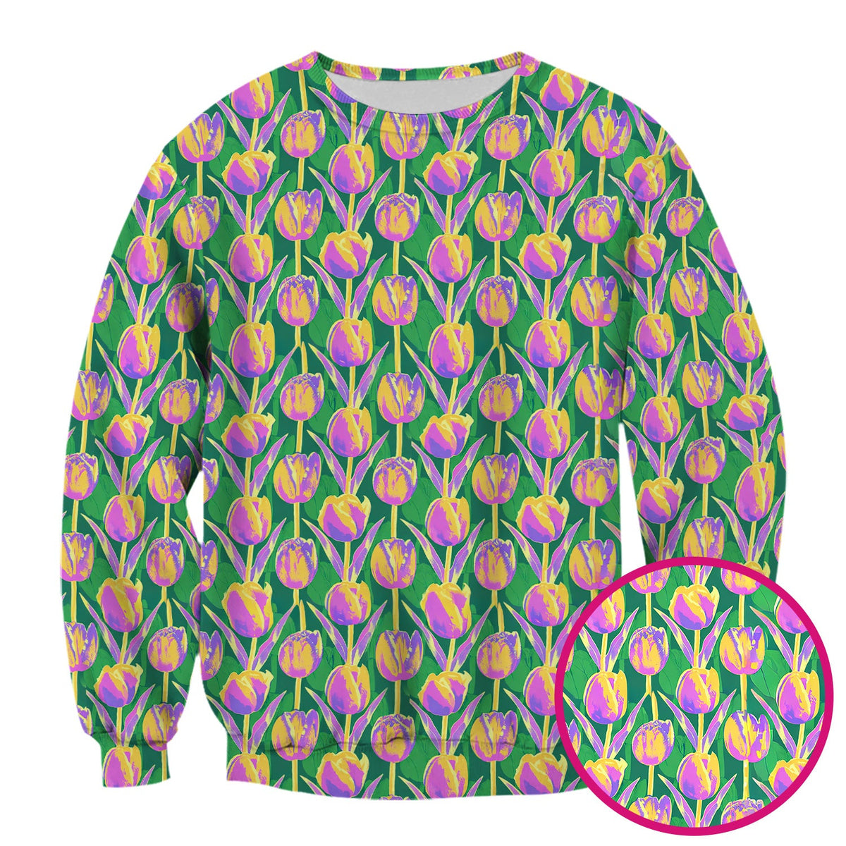 Colorful Tulip Floral Nurse Scrub Top