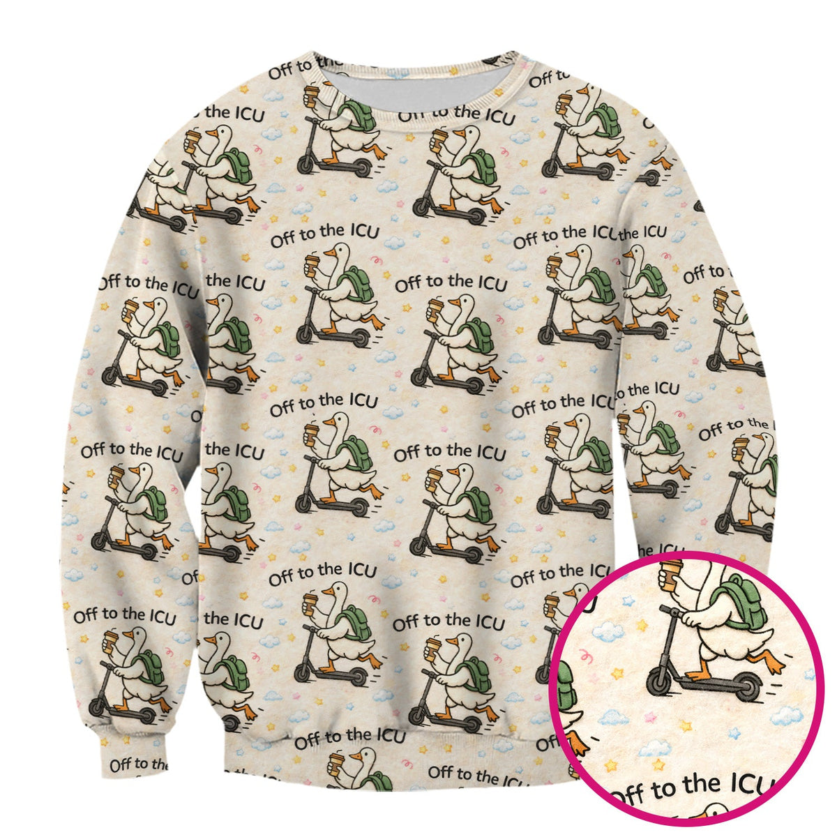 Goose Off To ICU Nurse Scrub Top