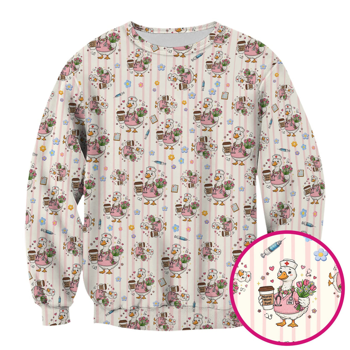 Cartoon Nurse Goose Scrub Top
