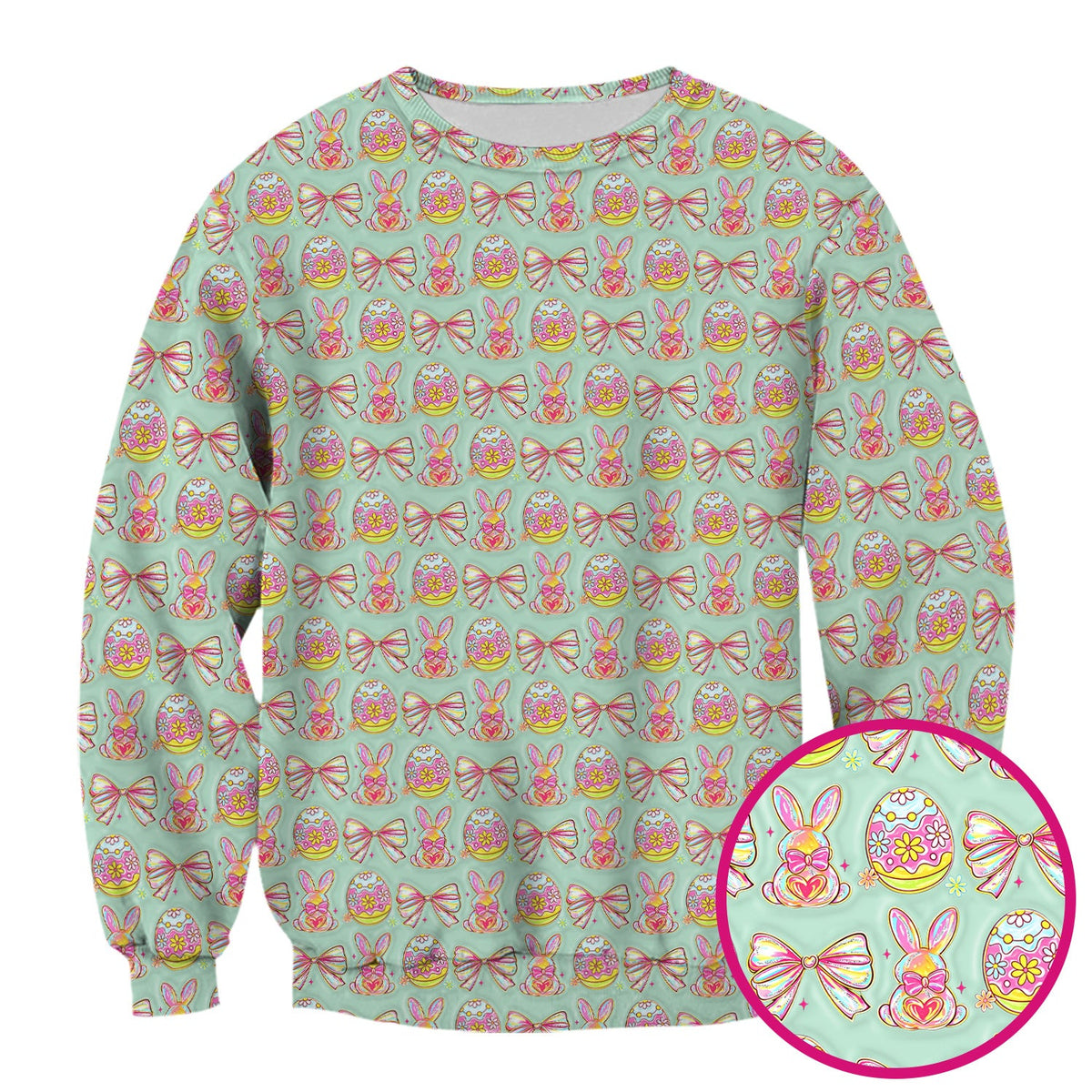 Bunny Pastel Egg Bow Nurse Scrub Top - Easter Gift