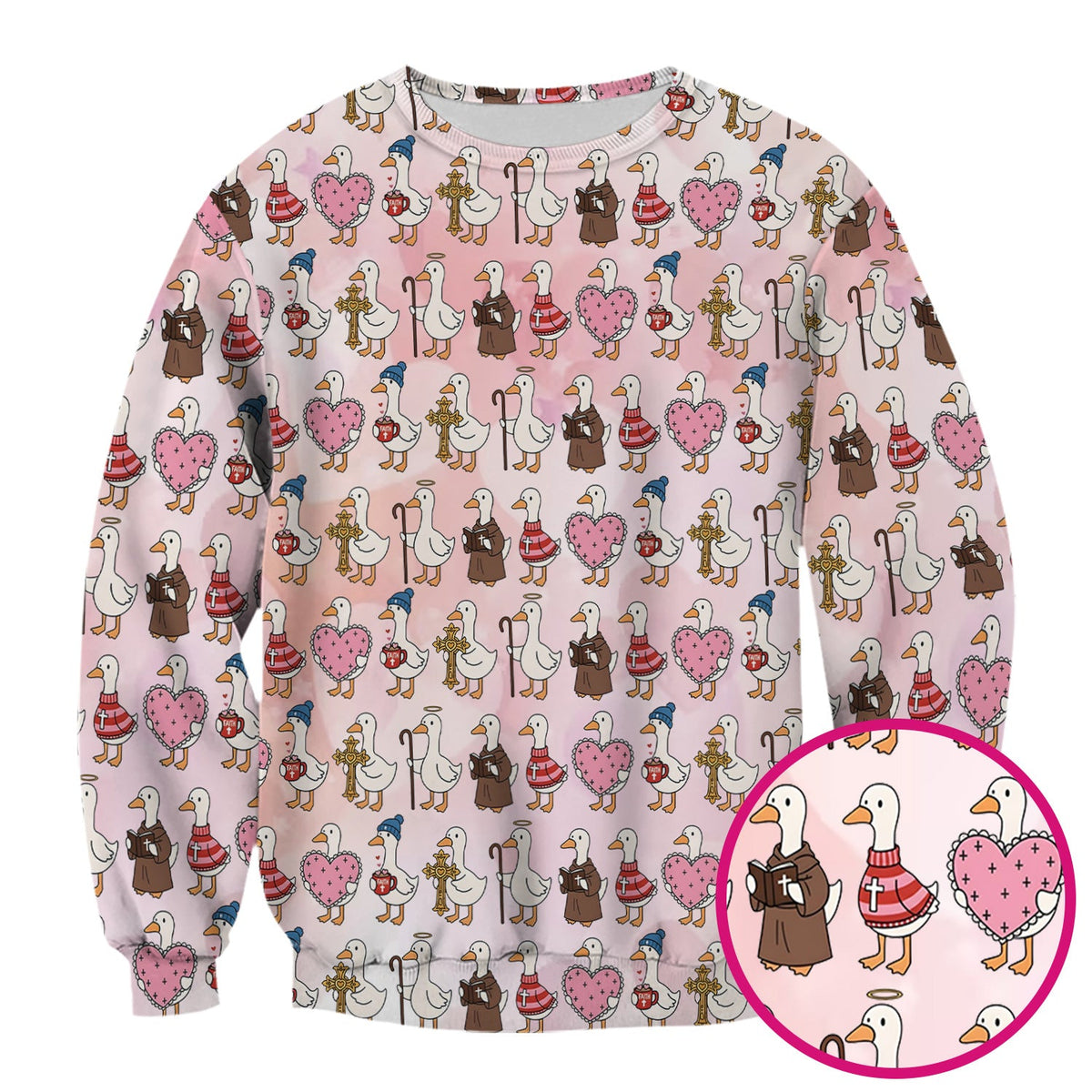 Goose Heart Illustration Nurse Scrub Top - Valentines Day Gift