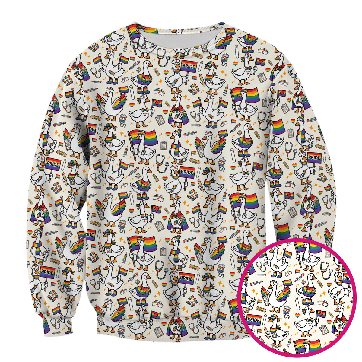 LGBT Pride Nurse Duck Scrub Top