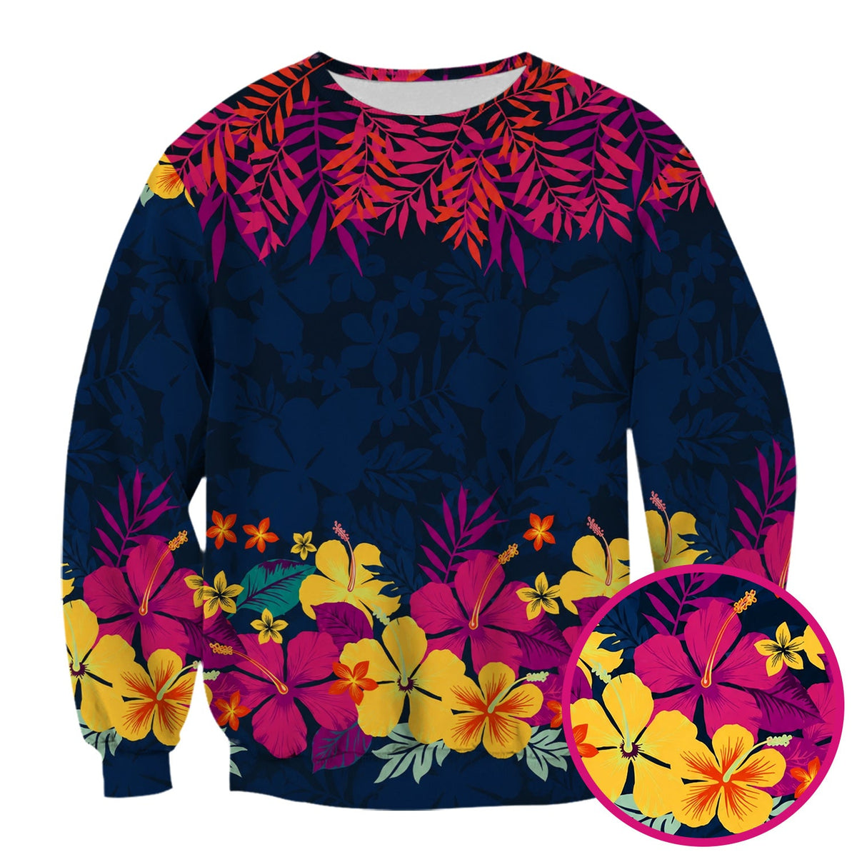 Tropical Hibiscus Palm Leaf Nurse Scrub Top