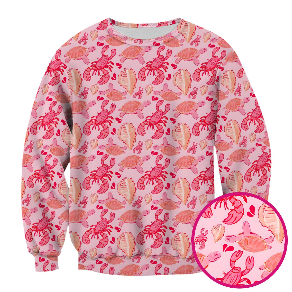 Pink Sea Turtle Lobster Shell Nurse Scrub Top
