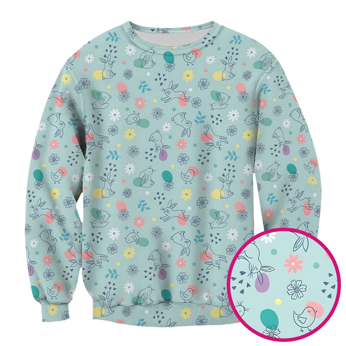 Whimsical Easter Bunny Eggs Nurse Scrub Top