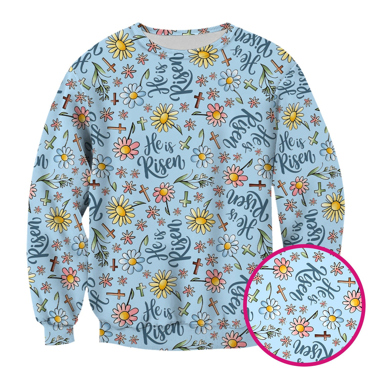 Risen Cross Flower Nurse Scrub Top - Easter Gift