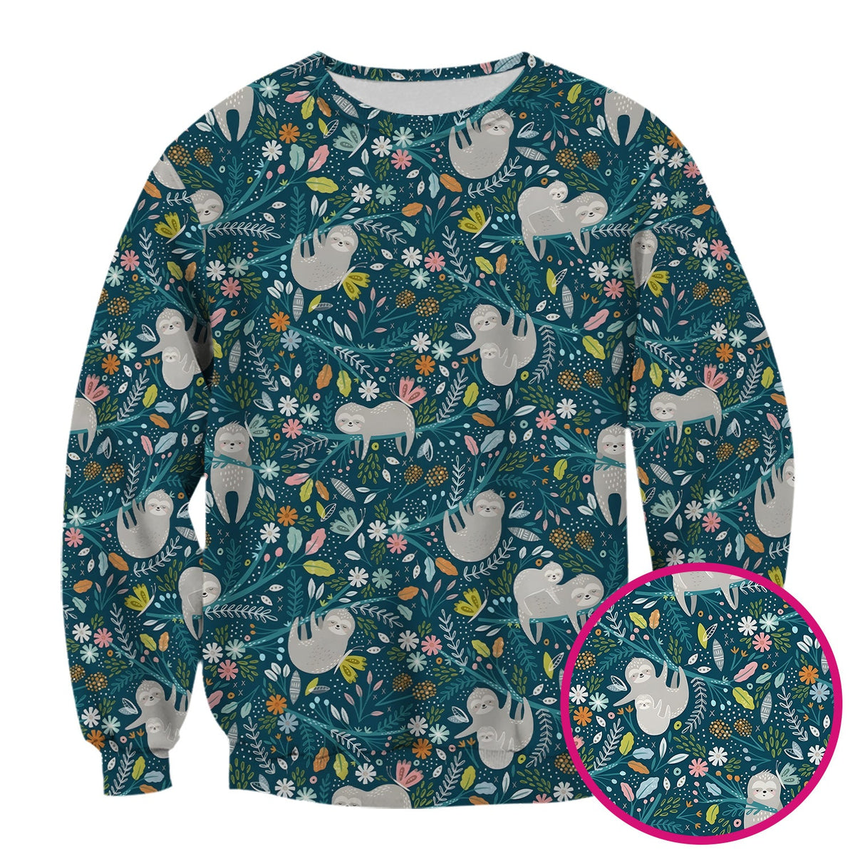 Sloth Jungle Leaf Nurse Scrub Top