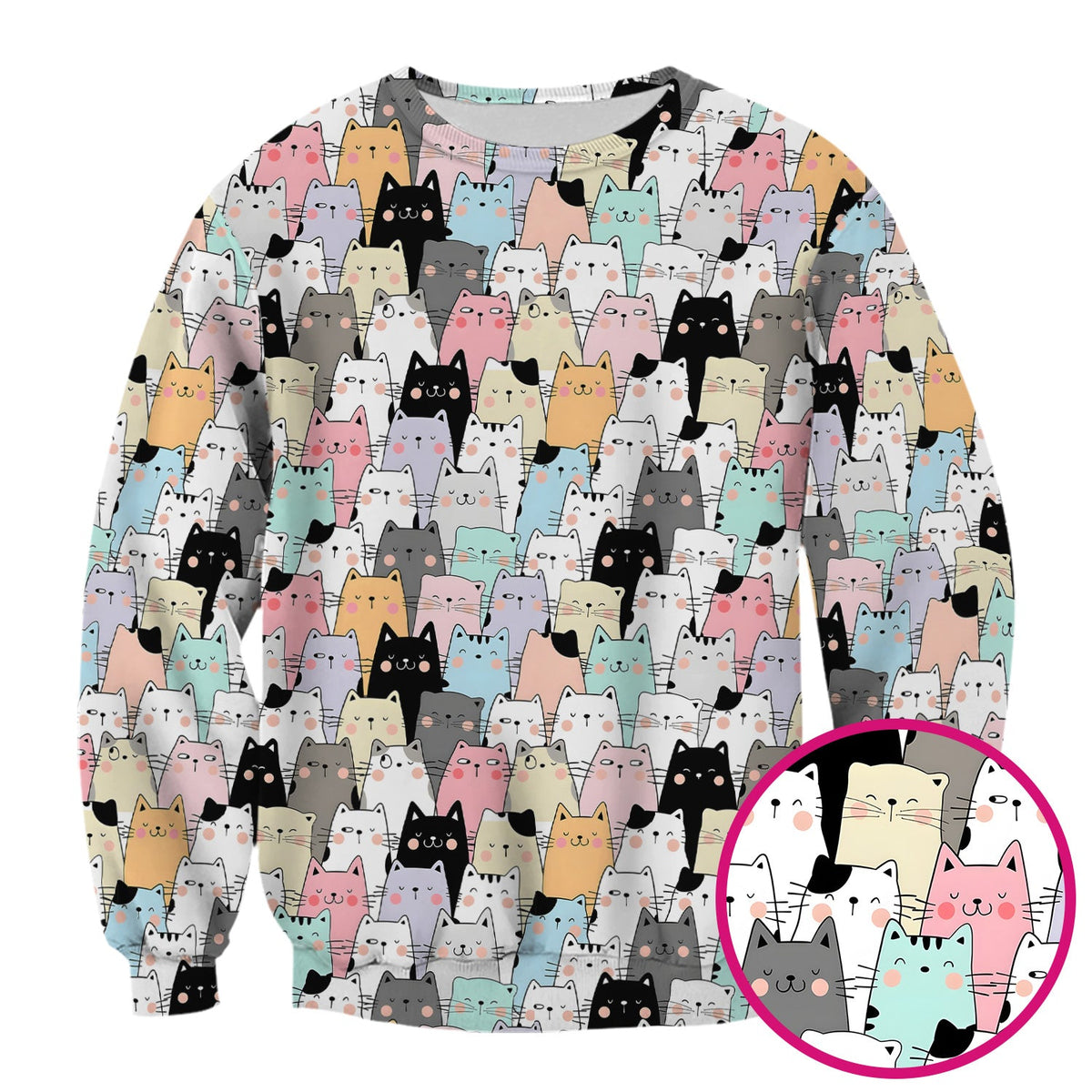 Cartoon Cat Crowd Nurse Scrub Top